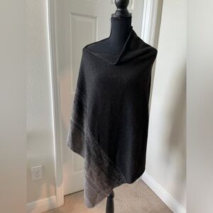 Eileen Fisher Black to Charcoal Ombré Wool Poncho
